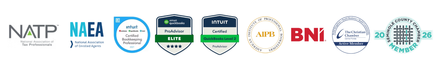 Certifications and memberships: NATP, NAEA, Intuit Certified Bookkeeping Professional, QuickBooks ProAdvisor Elite, Intuit Certified QuickBooks Level 2 ProAdvisor, AIPB, BNI, The Christian Chamber Central Florida and Seminole County Chamber